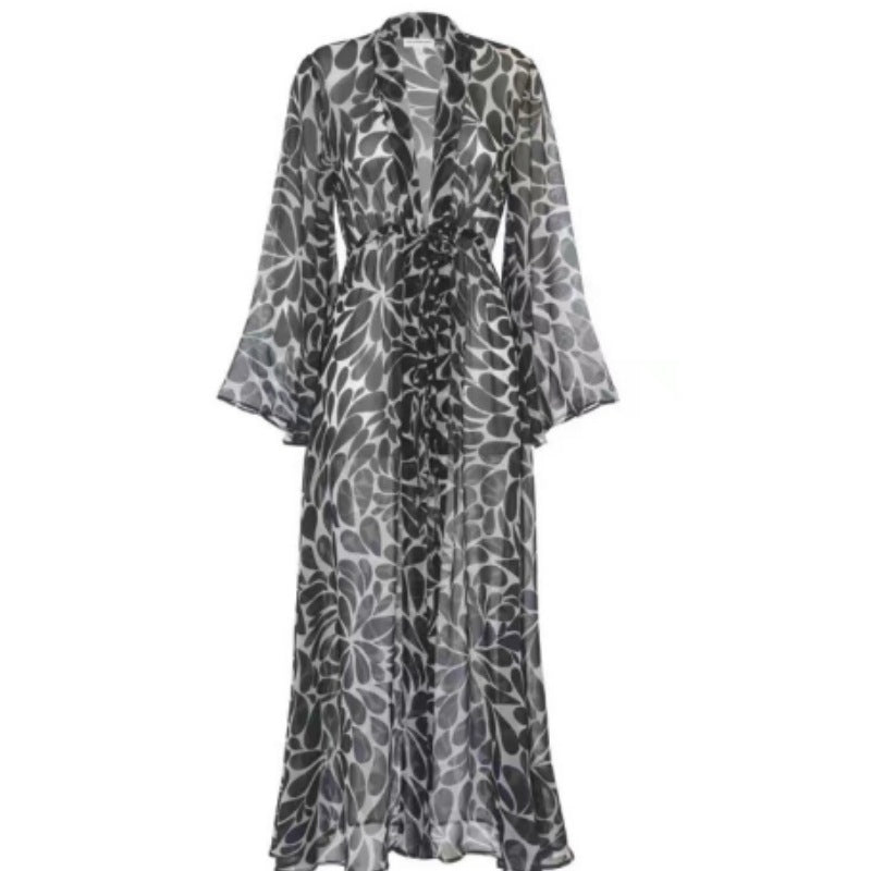 Dame Strandmode-Kimono med elegant snit og blomsteragtigt mønster Stilla