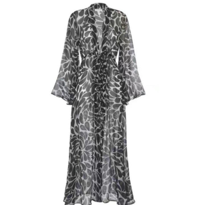 Dame Strandmode-Kimono med elegant snit og blomsteragtigt mønster Stilla