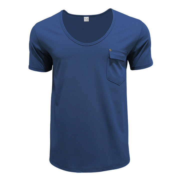 Herrer kvalitets T-shirt med afslappet V-hals og praktisk brystlomme Stilla