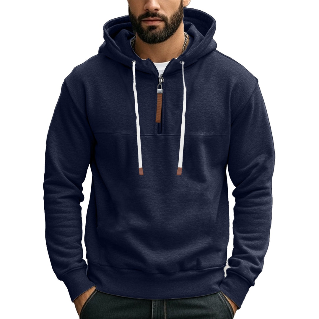 Herre Hoodie med halv lynlås og behagelig pasform Stilla
