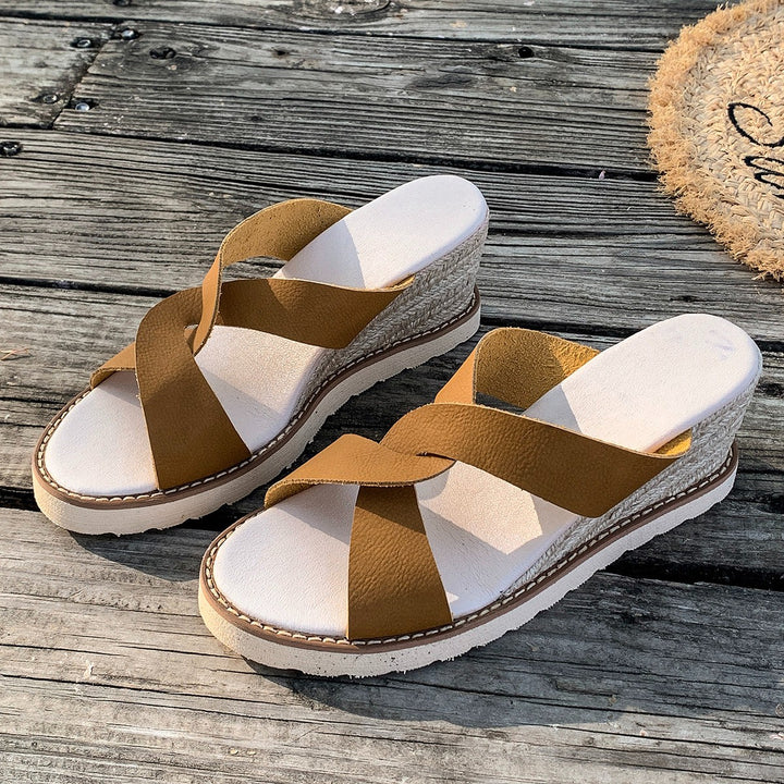 Dame elegante Plateau-Sandaler med krydsbånd design og skridsikker sål Stilla