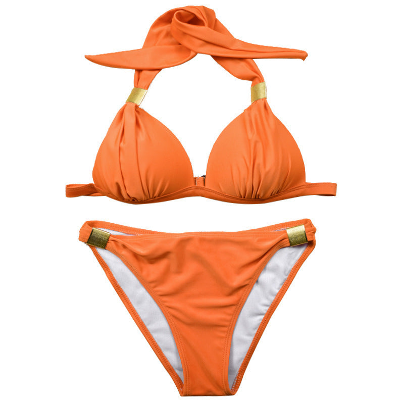 Dame triangel-bikini med justerbare stropper og smukt knude-detalje Skovae