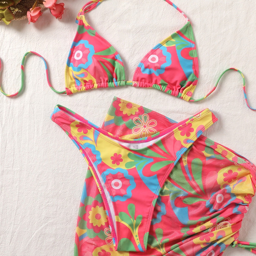 Dame Bikini-sæt med blomsterdesign og kombineret nederdel Stilla
