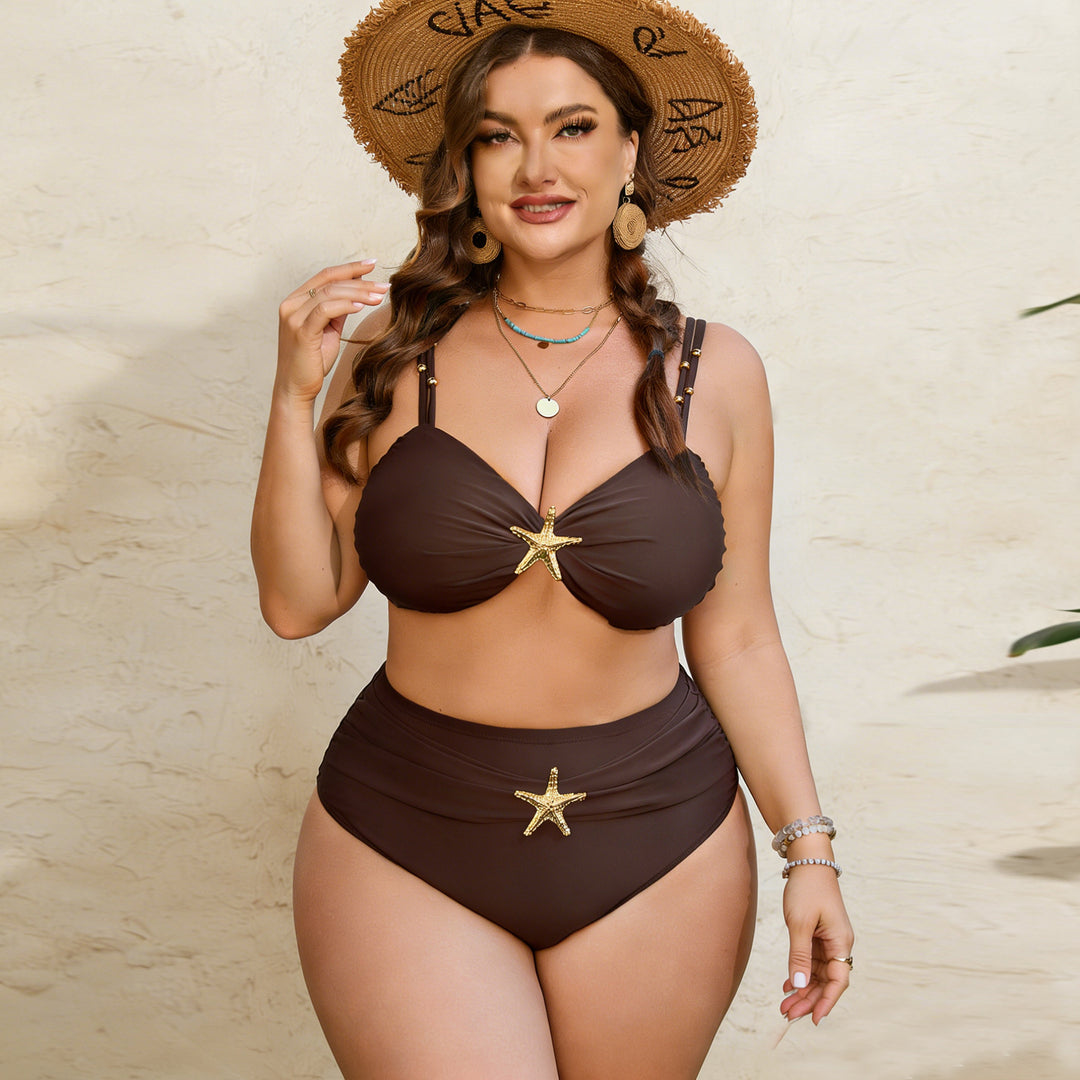 Dame High-Waist bikini-sæt med elegant stjerne-applikation Skovae