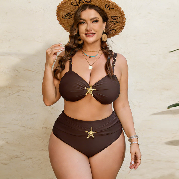 Dame High-Waist bikini-sæt med elegant stjerne-applikation Skovae
