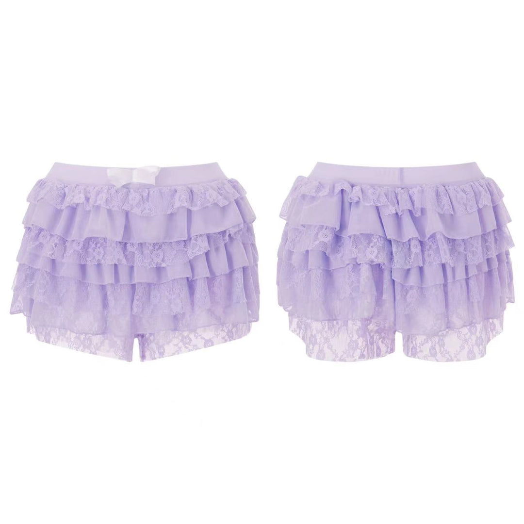Dame spids-shorts med voluminøse ruffle-detaljer Skovae
