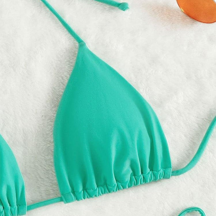 Dame Triangel-Bikini med justerbare bindebånd og sømløst design Skovae