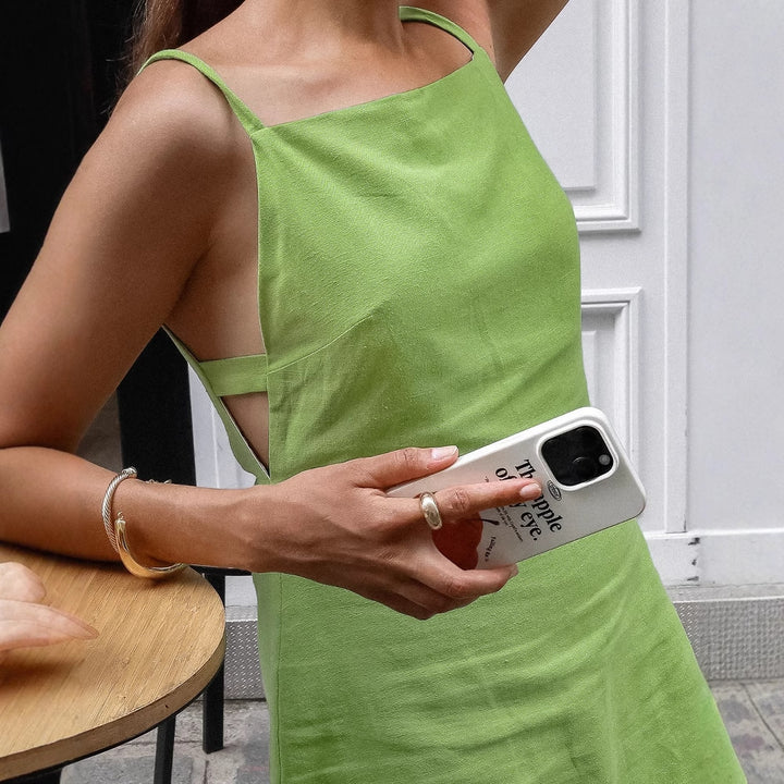 Dame ærmeløs mini-kjole med moderne cut-out-detaljer og elastisk kant Stilla