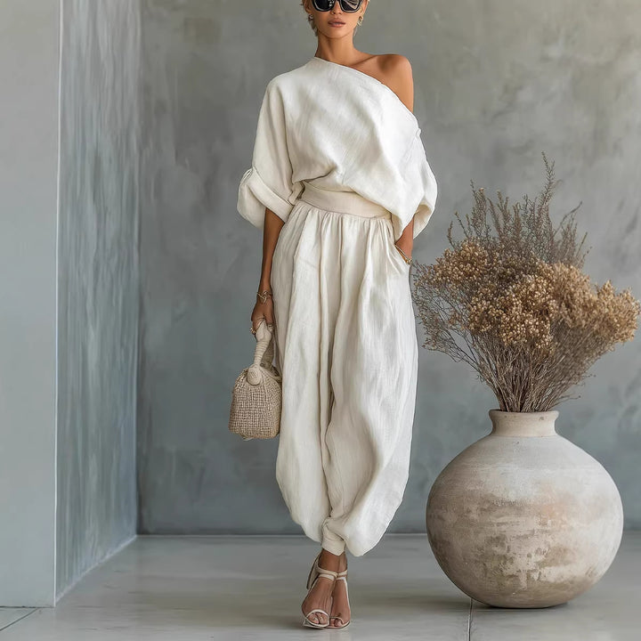 Dame Lifestyle Jumpsuit med ensidig udskæring og løs silhuet Skovae