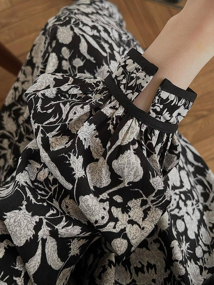 Dame Maxikjole i Boho-stil med pufærmer og blomsterprint Stilla