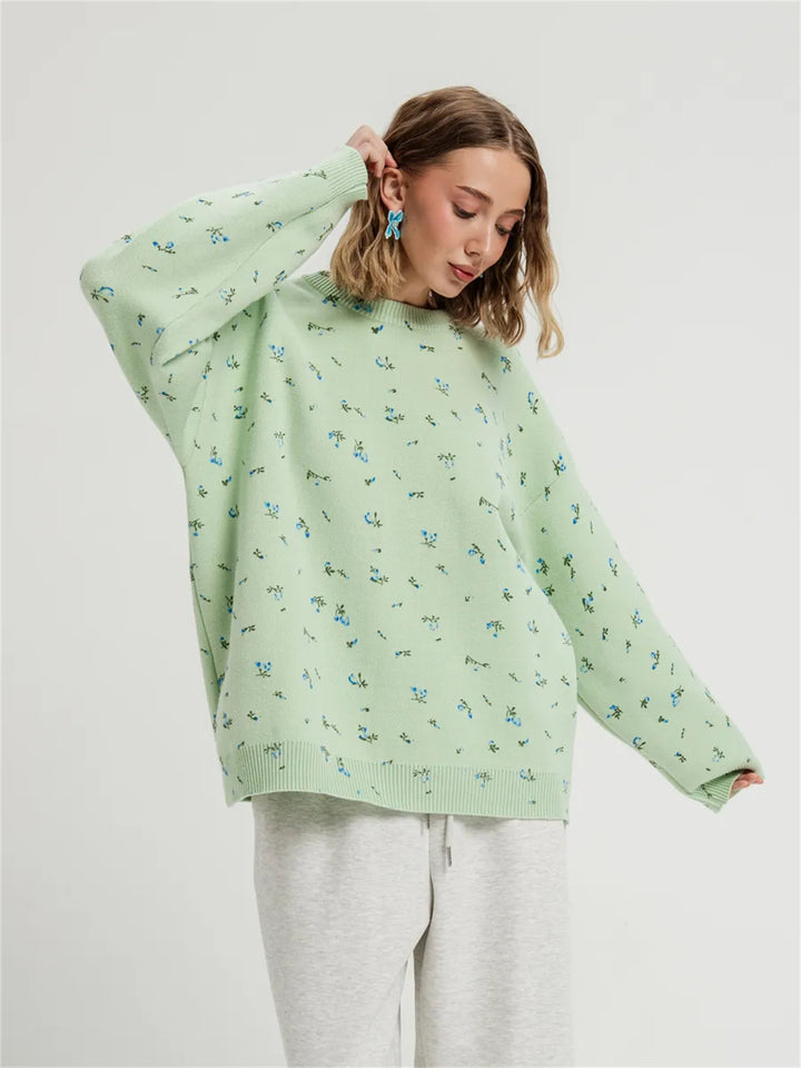 Kvinders casual sweatshirt med blomsterdesign og oversized pasform Stilla