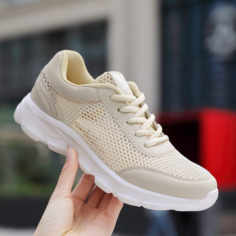 Dame nan let net sneaker med ventileret overdel og stødabsorberende bølge sål Skovae