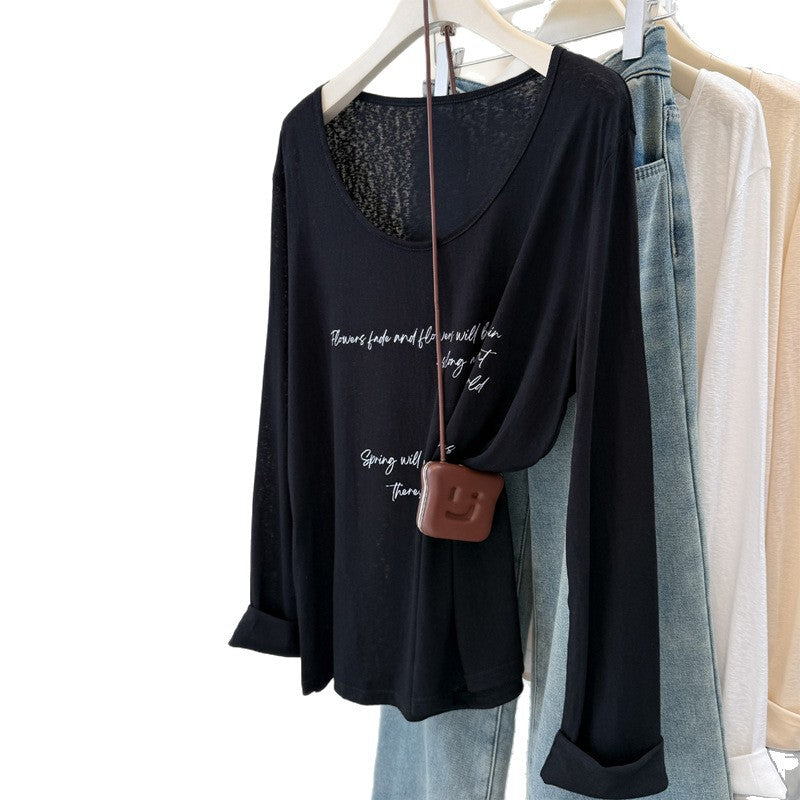 Femme Relaxed Fit Langærmet T-shirt med inspirerende citat Stilla