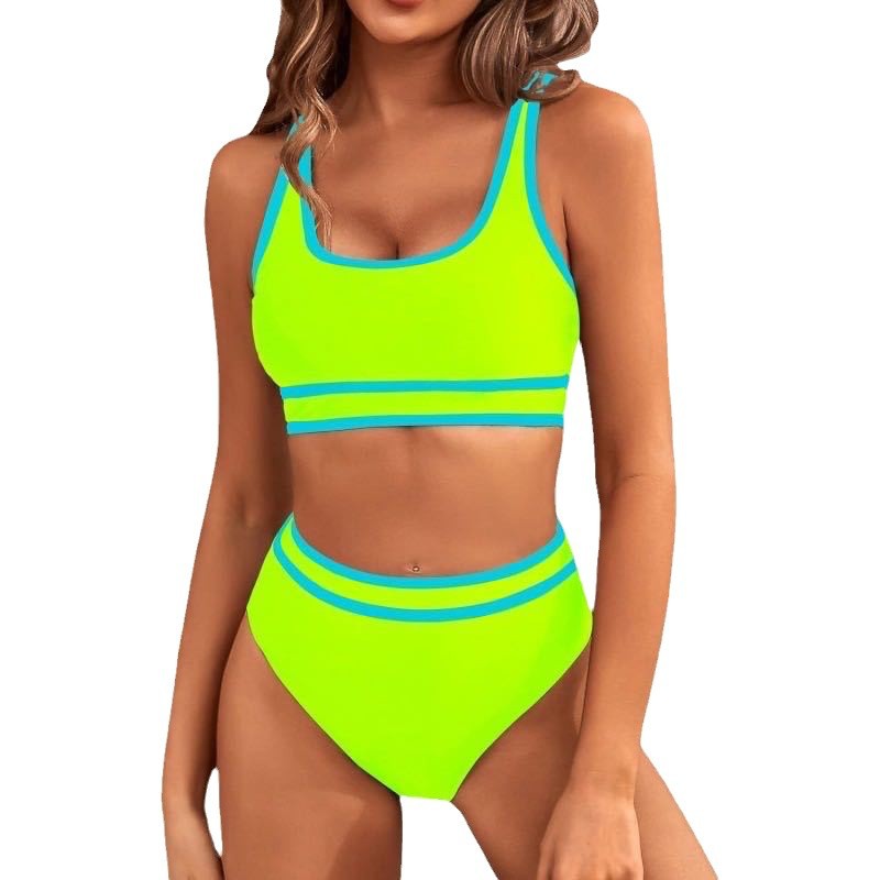 Dame Sporty Bikini-sæt med højtskaffet underdel og brede stropper Stilla