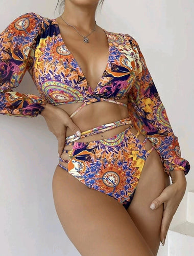 Damebikini med kreativt cut-out-design og lange ærmer Stilla