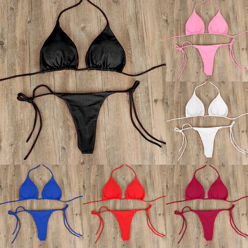 Dame Triangel-Bikini med fint stof og justerbare snøre detaljer Skovae