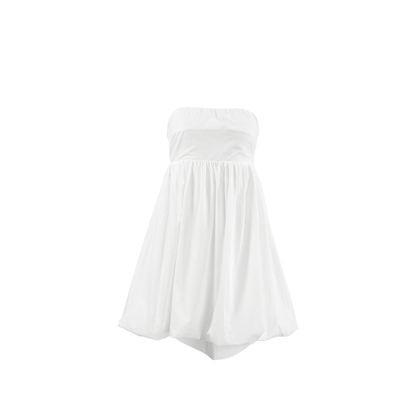 Dame strapless ballonkjole med elastisk linning og legende design Stilla