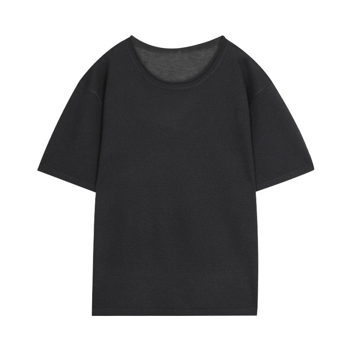 Dame casual kortærmet T-shirt med fin struktur og rund halsudskæring Stilla