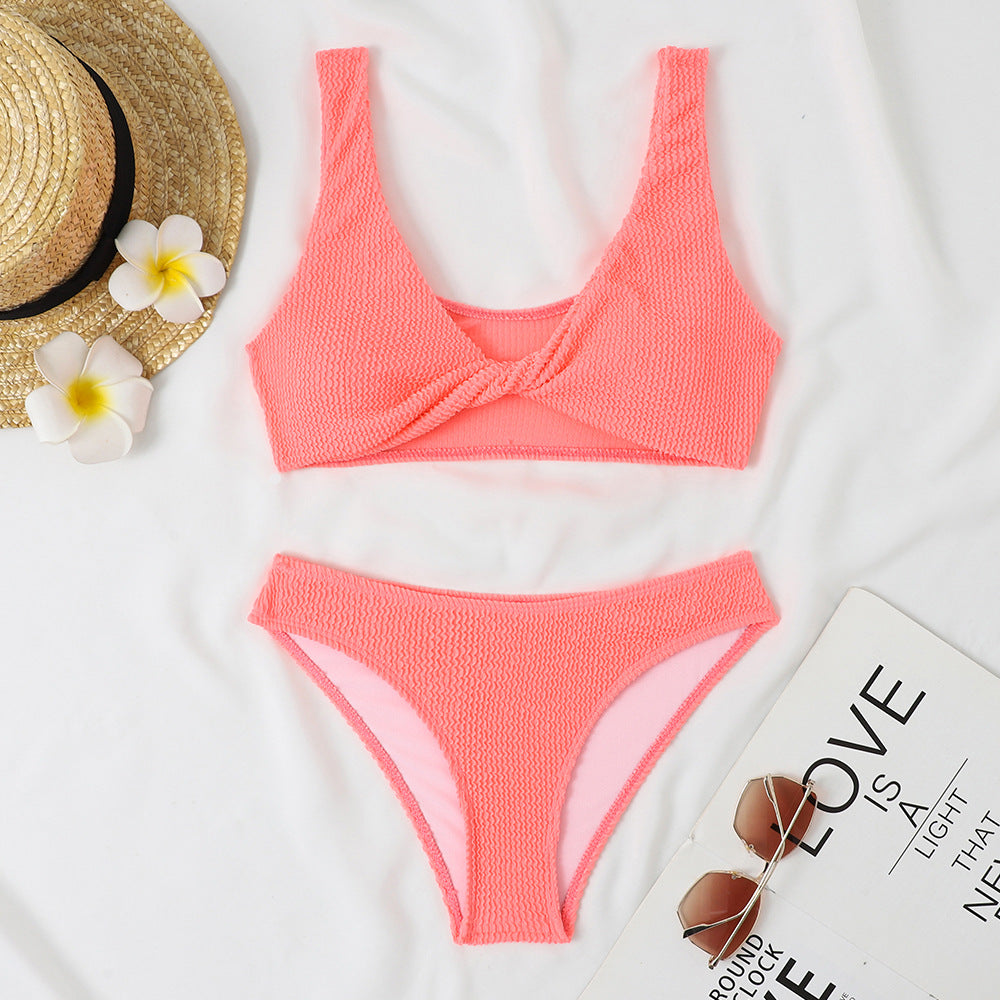 Dame bikini sæt med twist-design og høj talje