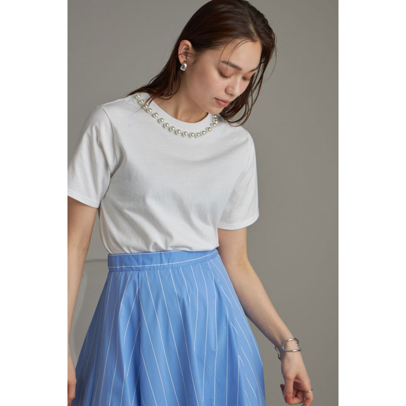Dame Elegant Perleaccentueret Fritidsbluse Stilla