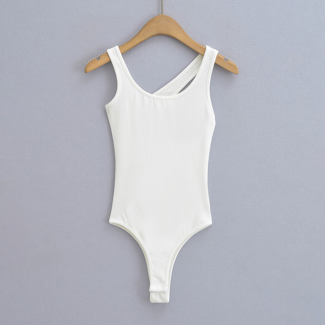 Dame Sporty bodysuit med asymmetrisk strop-design og høj kvalitets strækmateriale Stilla