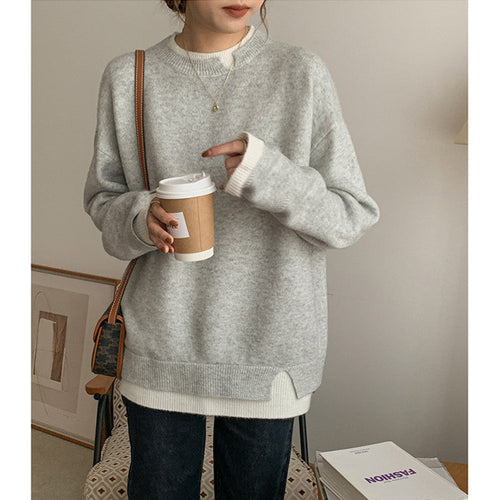 Stilla | Grå og Hvid Oversized Sweatshirt