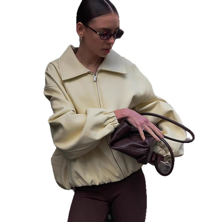 Dame Oversized Sweatjacke med moderne Ståkrave Stilla