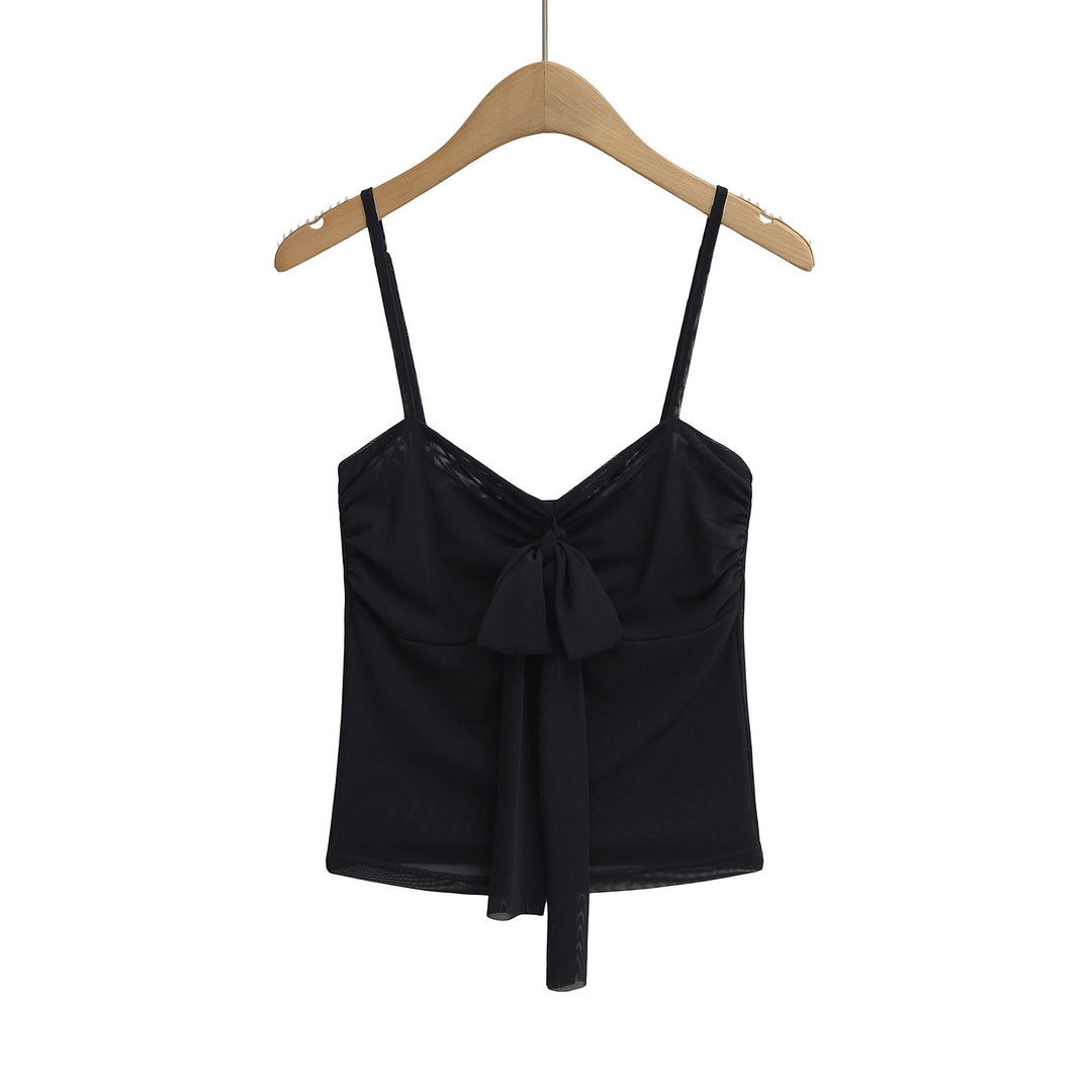 Damer bomulds crop-top med legende knude og sart stropdesign Stilla