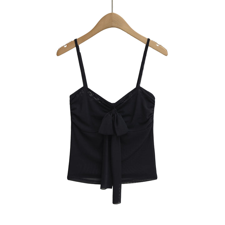 Damer bomulds crop-top med legende knude og sart stropdesign Stilla