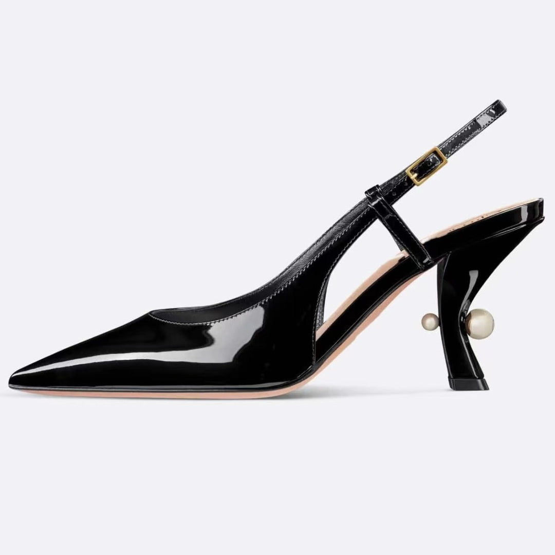Dame Slingback hæl sko med unikt skulpturelt hældesign Stilla