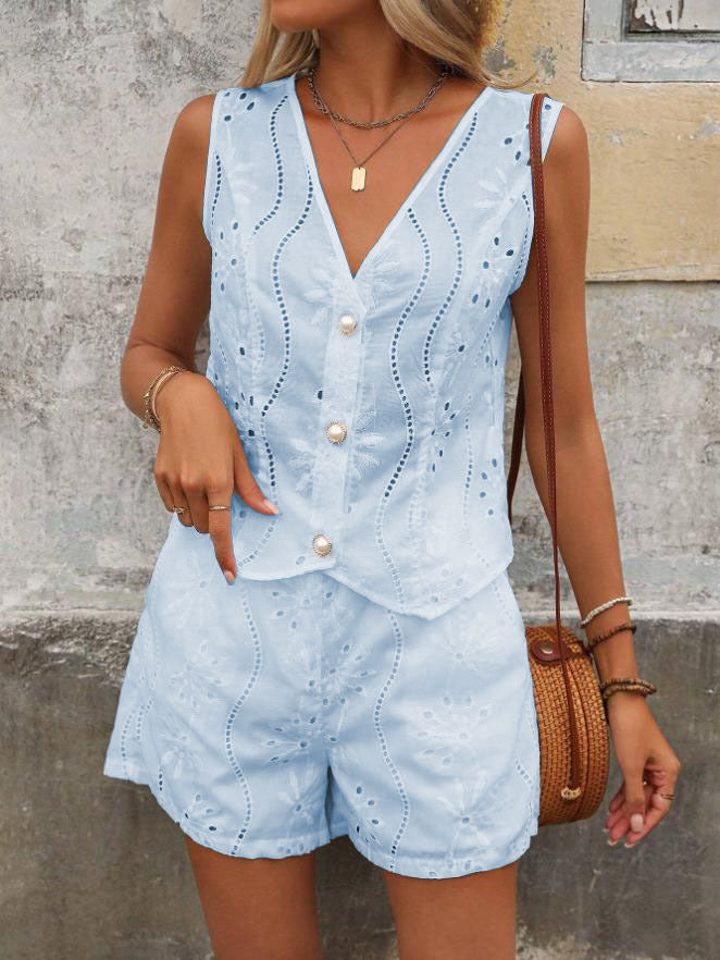 Dame Figursyet Bluse med Knapper Stilla
