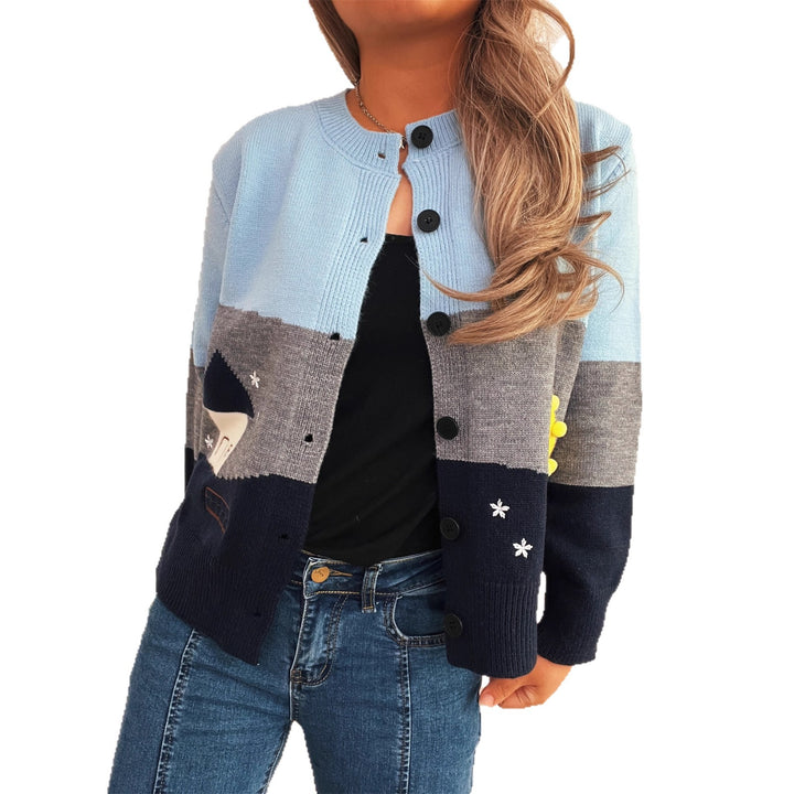 Damernes legesyge cardigan med kreative applikationer Stilla