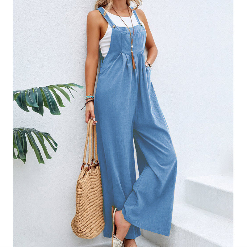 Dame bred overalls med afslappet snit og raffinerede detaljer Stilla