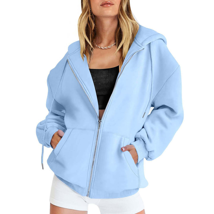 Dame oversized hoodie jakke med praktiske lommer Skovae