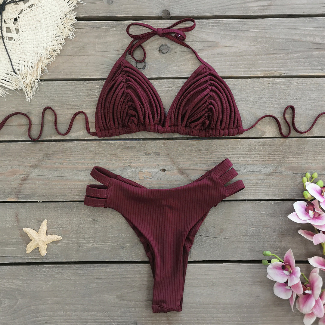 Dame Bikini-sæt med raffineret ribdesign og stilfulde skulderstropper Stilla