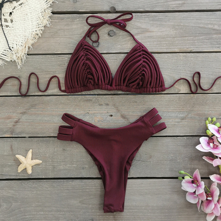 Dame Bikini-sæt med raffineret ribdesign og stilfulde skulderstropper Stilla