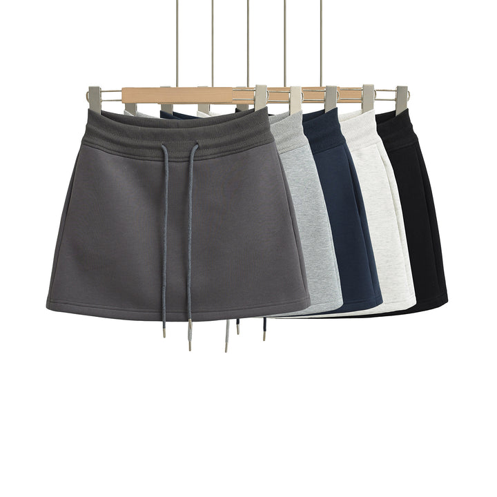 Dame Sporty Mini nederdel med elastisk linning og dekorativ snor Stilla