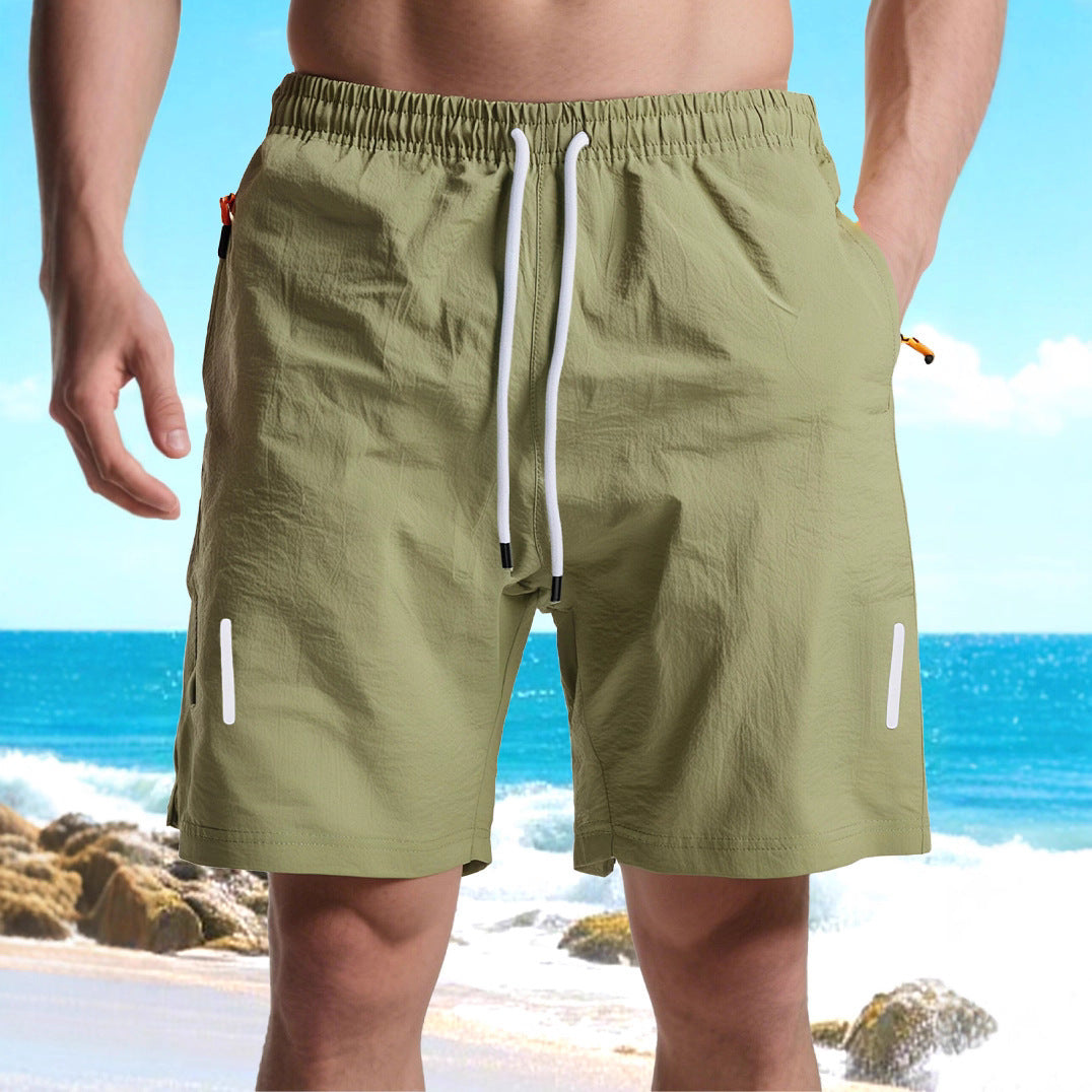 Herrer nan ultralet hurtigtørrende sports- og badshorts med elastisk bund snøre lynlåslomme og reflekterende detalje Skovae