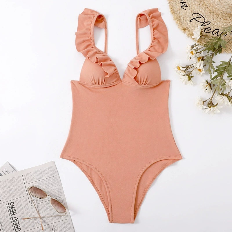 Dame Rynkede Højskårne Édelt Badedragt Stilla