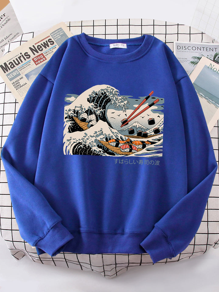 Kvindernes sweatshirt med kunstnerisk bølgedesign og komfortabel pasform Stilla