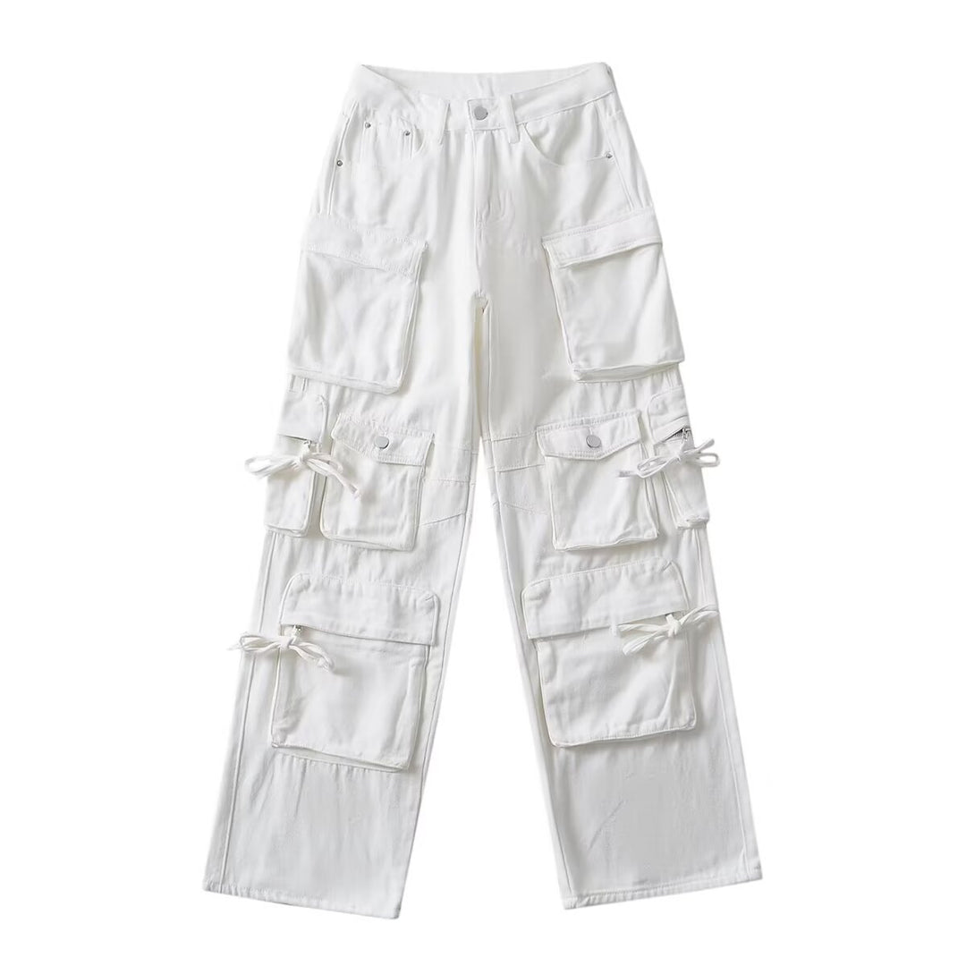 Dame cargo jeans med funktionelle lommer og afslappet snit Stilla