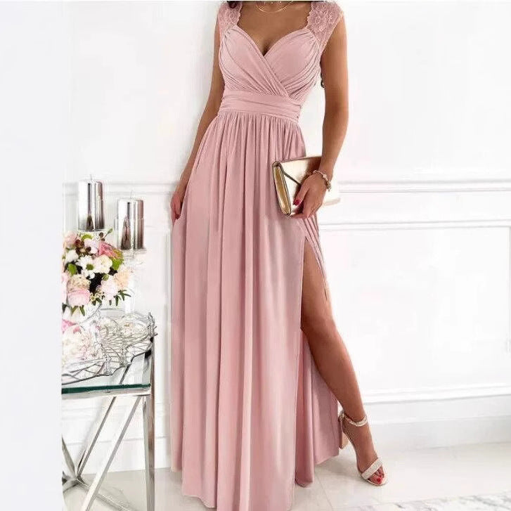 Dame Elegante Højslids-Maxi-Kjole Stilla 1751429438