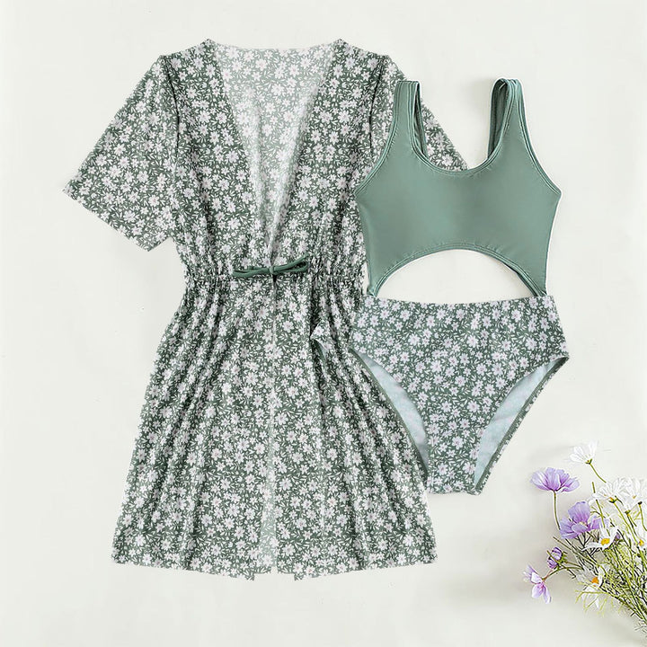 Dame To-delt Badetøj-Sæt med moderne Cut-Out-design og afslappet Kimono Stilla