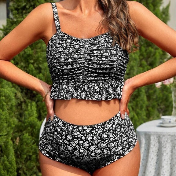 Dame Højtaljede Rynkeskjorte Bikini-Sæt Stilla