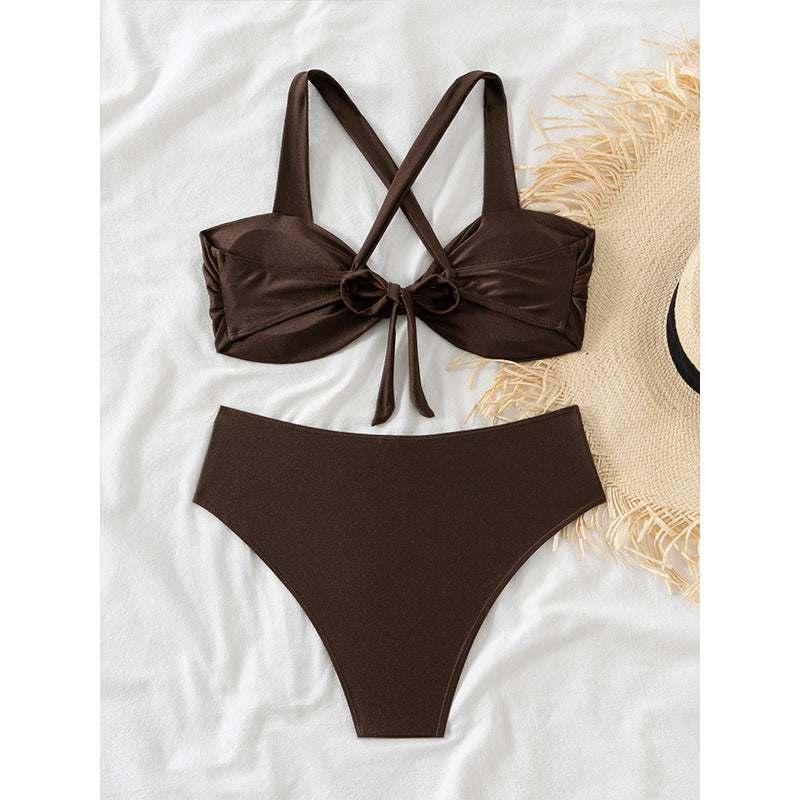 Dame Højkrave Cross-Back Bikini Sæt Stilla