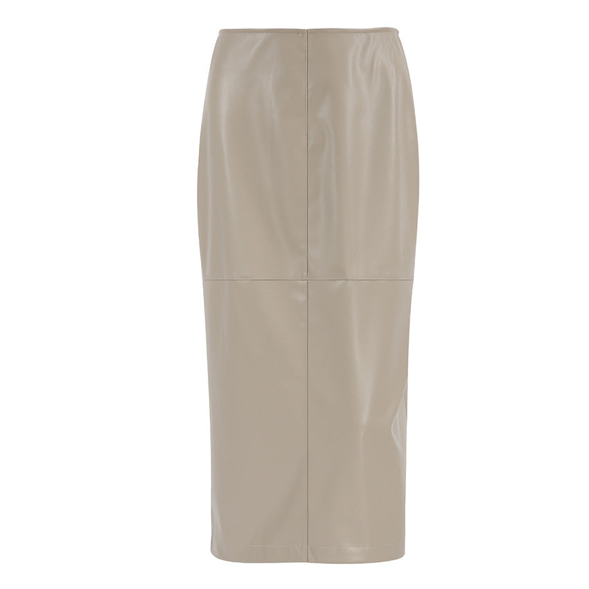 Dame Kunstlæder Midi nederdel med sømløst design og elegant snit Stilla
