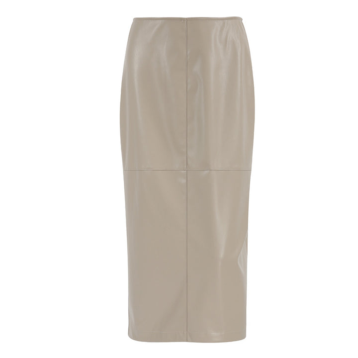 Dame Kunstlæder Midi nederdel med sømløst design og elegant snit Stilla