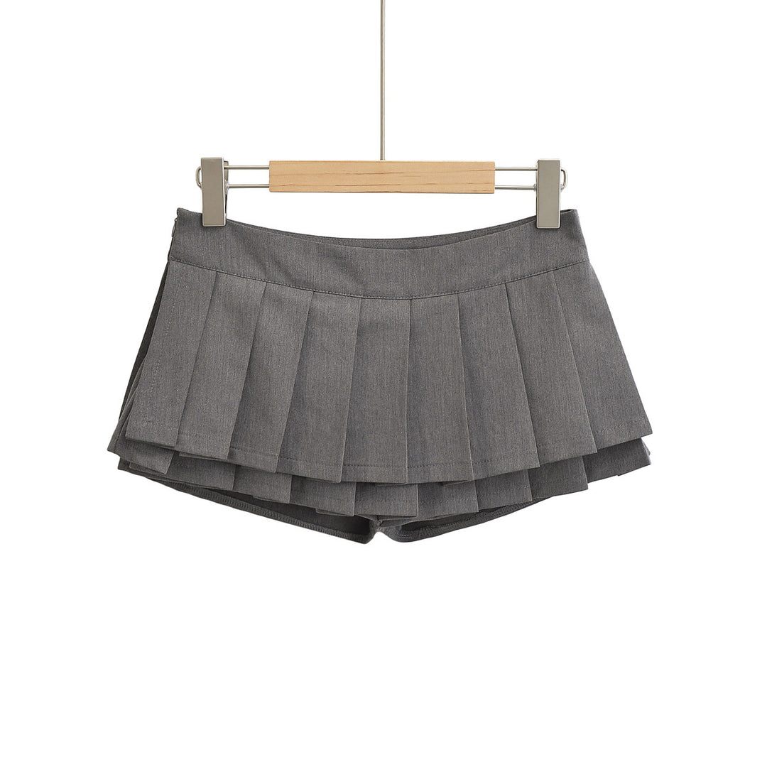 Dame plissé nederdel-shorts med integreret inderbukser og elegant snit Stilla
