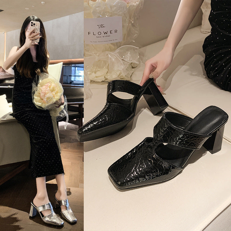 Femme Chunky Blockhæls Riemchen Mules med justerbare remme Stilla