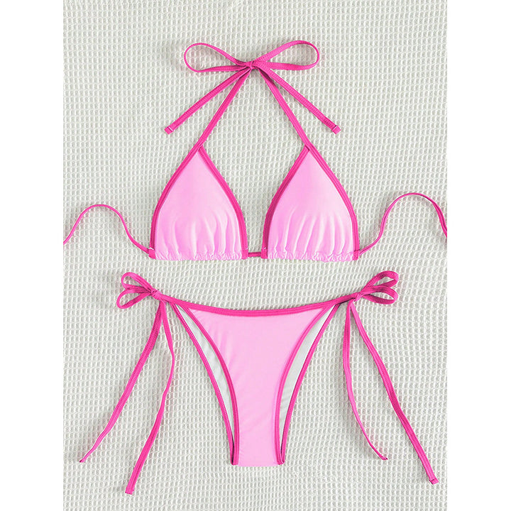 Dame triangel-bikini med justerbare bindings og høj skæring Skovae